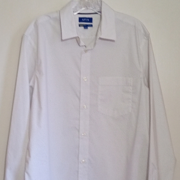 Apt 9 Premier Flex no iron white button down shirt with black polka dots men L - Picture 1 of 7